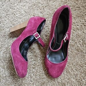 Charles by Charles David Suede Mary Jane Burgandy Shoes, Size 7M